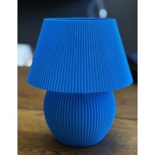 3D Baskı Zamanı Minimalist Ribbed Tasarım Abajur - Şık Mavi Ambiyans Lambası - Retro Masaüstü Aydınlatma