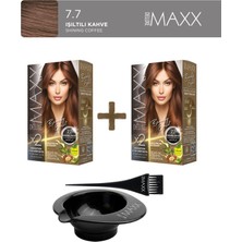 Maxx Deluxe 2'li Paket Beauty Expert Set Boya 7.7 Karamel Kahve, Boya Tası ve Fırça Hediye!