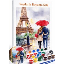 Aren Design Sayılarla Boyama Çerçeveli Hobi Seti Numaralı Tuval Fırça Boya Dahil Aşıklar 40X50