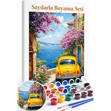 Aren Design Sayılarla Boyama Çerçeveli Hobi Seti Numaralı Tuval Fırça Boya Kasnak Sarı Vosvos 40X50