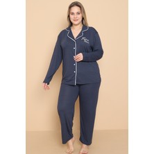 Wordex Mrn 4400 Polyviscon Kumaş Kısa Kollu Düğmeli Büyük Beden Kadın Pijama Takımı