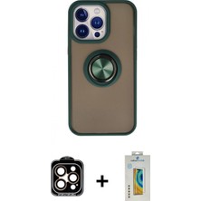 Marsilyan™- iPhone 15 Pro Max Kılıf Yörünge Çizgi - Siyah Polymer Nano Ekran Koruyucu + Turuncu Pvd Metal Kamera Lens
