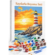 Aren Design Sayılarla Boyama Çerçeveli Hobi Seti Numaralı Tuval Fırça Boya Dahil Kasnakl Fener 40X50