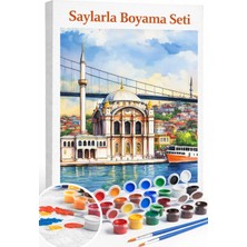 Aren Design Sayılarla Boyama Çerçeveli Hobi Seti Numaralı Tuval Fırça Boya Dahil Ortaköy 40X50