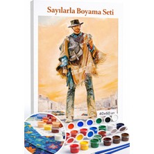 Aren Design Sayılarla Boyama Çerçeveli Hobi Seti Numaralı Tuval Fırça Boya Dahil Kasnak Kovboy 40X50