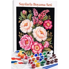 Aren Design Sayılarla Boyama Çerçeveli Hobi Seti Numaralı Tuval Fırça Boya Dahil Işlemeli Gül 40X50