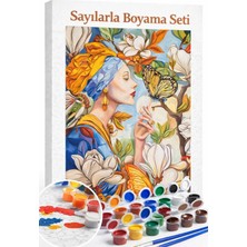 Aren Design Sayılarla Boyama Çerçeveli Hobi Seti Numaralı Tuval Fırça Boya Dahil Kelebekli 40X50