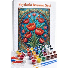 Aren Design Sayılarla Boyama Çerçeveli Hobi Seti Numaralı Tuval Fırça Boya Dahil Kasnak Motif 40X50