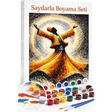 Aren Design Sayılarla Boyama Çerçeveli Hobi Seti Numaralı Tuval Fırça Boya Dahil Semazen 40X50