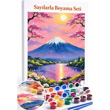 Aren Design Sayılarla Boyama Çerçeveli Hobi Seti Numaralı Tuval Fırça Boya Dahil Kiraz Ağacı 40X50