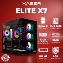 Xaser Elite X7 Ryzen 5 7500F 32GB Ddr5 Ram 1tb M.2 Nvme SSD 12GB RTX5070 Masaüstü Oyuncu Bilgisayarı
