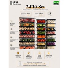 Hess Damla Serisi Mikrodalga ve Difriz Uyumlu 24 Parça Saklama Kabı Seti 2400MLX8 1170MLX16