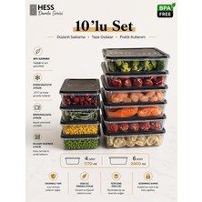 Hess Damla Serisi Mikrodalga ve Difriz Uyumlu 10 Parça Saklama Kabı Seti 2400MLX6 1170MLX4
