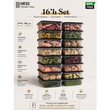 Hess Damla Serisi Mikrodalga ve Difriz Uyumlu 16 Parça Saklama Kabı Seti 1170MLX16