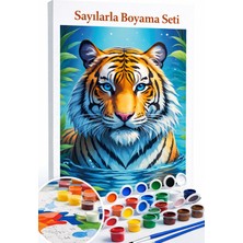Aren Design Sayılarla Boyama Çerçeveli Hobi Seti Numaralı Tuval Fırça Boya Dahil Aqua Kaplan 40X50
