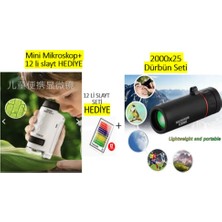 Özgürce Eğitici Çocuklar Için Işıklı Zoomlu Mikroskop ve Mini Dürbün Seti