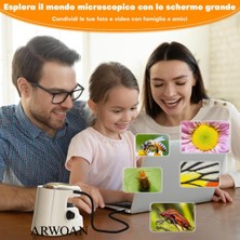 Özgürce Taşınabilir LCD Dijital Çocuk Mikroskobu Stem Eğitici Oyuncak