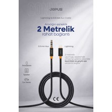 Jopus iPhone 7-8-X-11-12-13-14 Uyumlu Lightning 3.5mm Örgülü Aux Ses Kablosu Stereo Destekli 2 Metre Ja-13