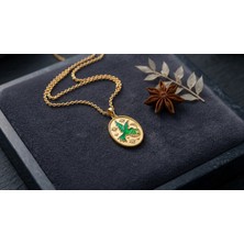 Dushico Kuş Detay Vintage Madalyon Çelik Kolye