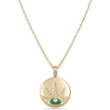 Zeya Kuyumculuk 14 Ayar Altın Yeşil Mineli Göz Kolye