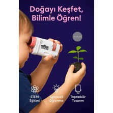 Özgürce Çocuk Keşif Aracı Mini Mikroskop, LED Işıklı, 80X-200X Zoom, Doğa ve Bitki Inceleme