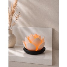 Zulya Minimalist Lotus LED Mumluk – Dekoratif 3D Baskı Mumluk – Modern Ev Dekoru – Tealight LED Uyumlu