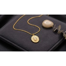 Dushico Doğal Taşlı Vintage Çelik Kolye