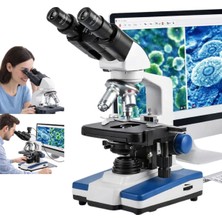 Özgürce Dijital Binoküler Mikroskop 40X-2500X USB Kamera ile Görüntüleme