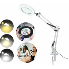 Özgürce Katlanabilir LED Büyütme Lambası, 10X Mercek, 3 Işık Tonu, Masaüstü Işık
