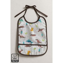 Miniel Unisex Bebek Baskılı Kolsuz Cep Detaylı Sıvı Geçirmez Küçük Boy Mama Önlüğü
