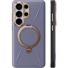 Torras Samsung Galaxy S26 Ultra Uyumlu Vegskin Magsafe Standlı Siyah Deri Kılıf