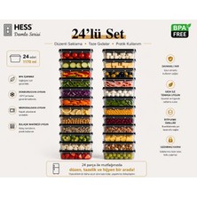 Hess Damla Serisi Mikrodalga ve Difriz Uyumlu 24 Parça Saklama Kabı Seti 1170MLX24