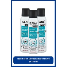 Isana Men Sensitive Sprey Deodorant 3X150 ml Hassas Ciltler İçin Erkek Kullanımı