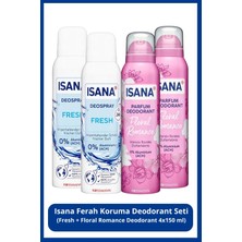 Isana Ferah Koruma Deodorant Seti: Fresh + Floral Romance Deodorant 4X150 ml
