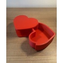 3D Baskı Zamanı Kırmızı Kalpli Modüler Saklama Kutusu - Sevgiliye Özel Şık Masaüstü Aksesuarı