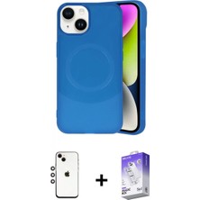 Marsilyan™- iPhone 14 Kılıf Ufuk Serisi - Siyah Bilvis 5in1 3D Magic Cam Ekran Koruyucu + Gökkuşağı Shine Kamera Lens