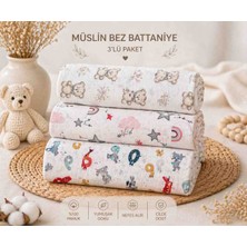 Çok Amaçlı Müslin Örtü&battaniye 3 Lü Set %100 Pamuk 80X90 cm