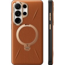 Torras Samsung Galaxy S26 Ultra Uyumlu Vegskin Magsafe Standlı Siyah Deri Kılıf