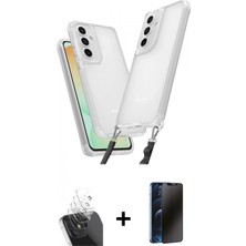 Marsilyan™- Galaxy A15 4g Kılıf Ufuk Klasik - Siyah 3D Antistatik Hayalet Cam Ekran Koruyucu + Şeffaf Kamera Lens Koruma Cam