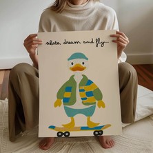 Pegziz Çocuk Odası Ördek Temalı Çerçevesiz Poster Çocuk ve Bebek Odası Duvar Dekoru
