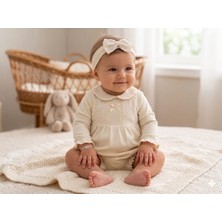 Çayzen Fiyonk Nakışlı Bandalı Kız Bebe Romper