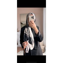 Buscarfs Beyaz Siyah Vual Şal