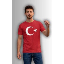 Özel Tasarım Türk Bayrağı Baskılı Tshirt - %100 Pamuk Penye Süprem Sıfır Yaka Unisex