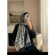 Buscarfs Siyah Beyaz Vual Ipek Şal
