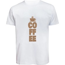 Unisex Coffee Yazılı Baskılı Tişört Pamuk Penye Süprem Basic