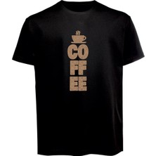 Unisex Coffee Yazılı Baskılı Tişört Pamuk Penye Süprem Basic