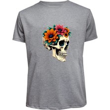 Unisex Skull (Kurukafa) Baskılı Tişört Pamuk Penye Süprem Basic