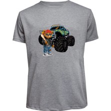 Unisex Canavar Araç (Monster Truck ) ve Ayı Baskılı Tişört Pamuk Penye Süprem Basic
