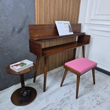 Hasağaç Pembe Deri Piyano Taburesi ve Stant Seti - Fonksiyonel Müzik Aletleri Için Tasarlanmış Şık Tasarım