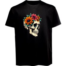 Unisex Skull (Kurukafa) Baskılı Tişört Pamuk Penye Süprem Basic